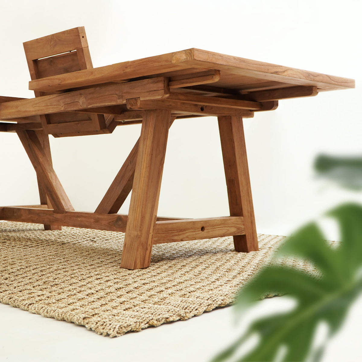 Recycled teak extension table Lincoln – handmade in Bali, boho style