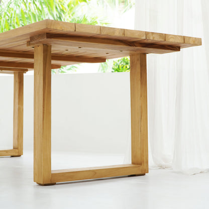 Teak dining table Judith – boho furniture, handwoven and handmade in Bali