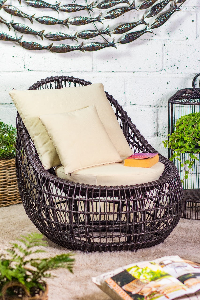 Synthetic rattan chair Melody – boho furniture handcrafted in Bali by BaliSouk