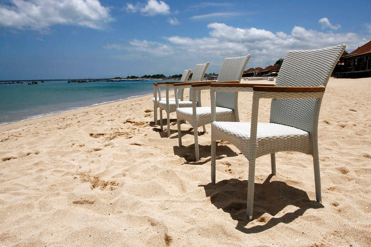 Handmade synthetic rattan chair – the Helene Stackable, boho furniture made in Bali
