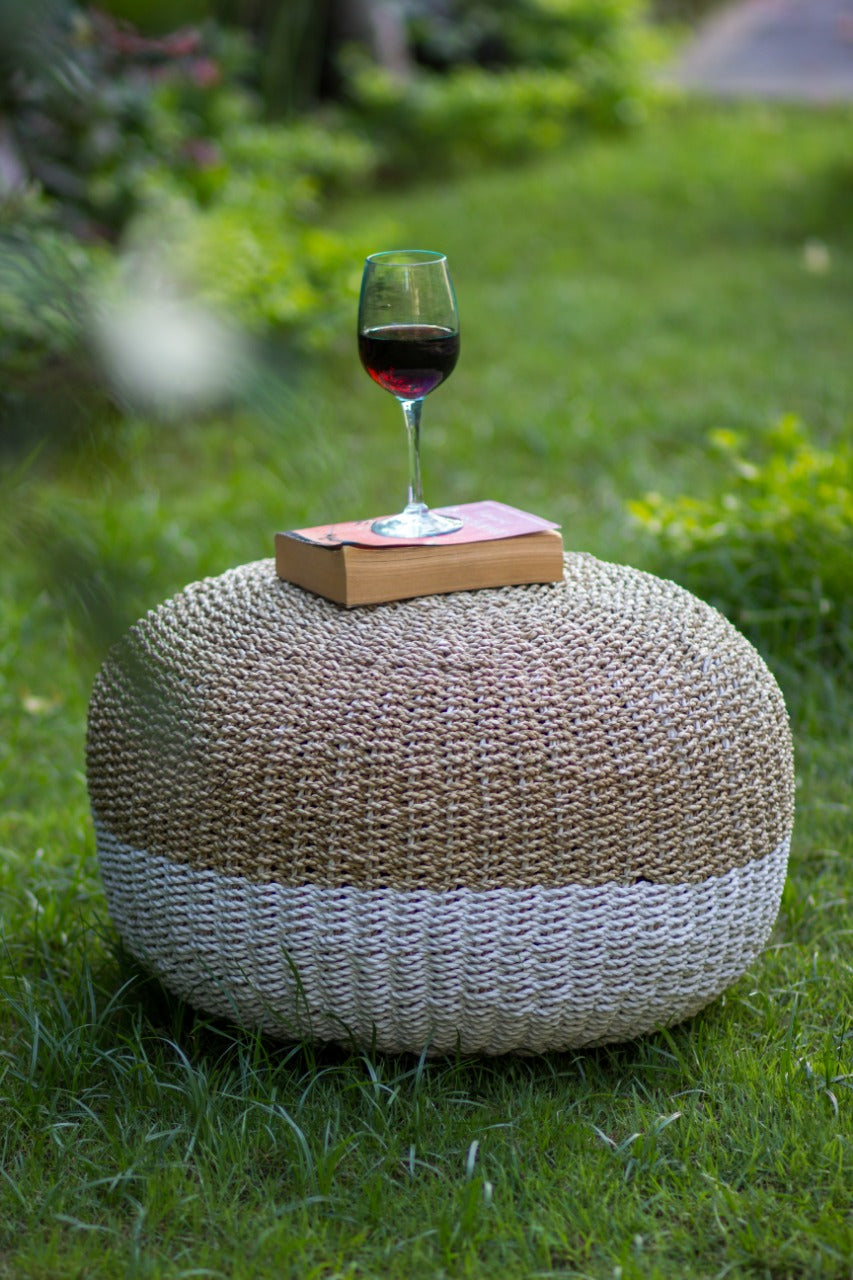 Handcrafted seagrass stool – Tulum, boho furniture from BaliSouk
