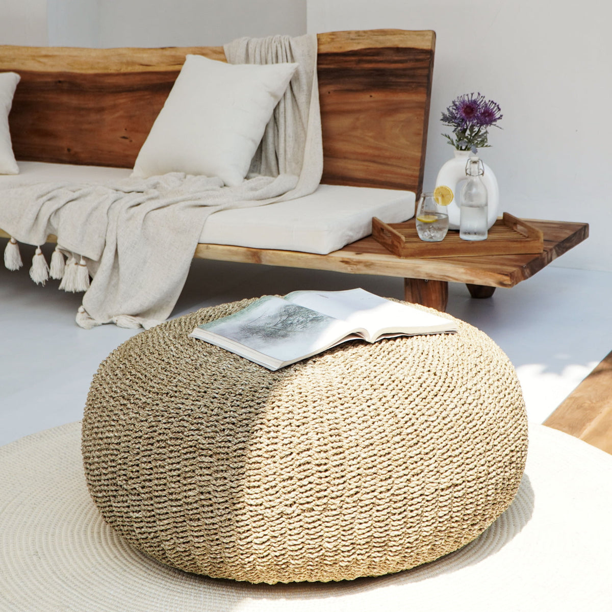 Tulum stool in natural materials – boho furniture by BaliSouk