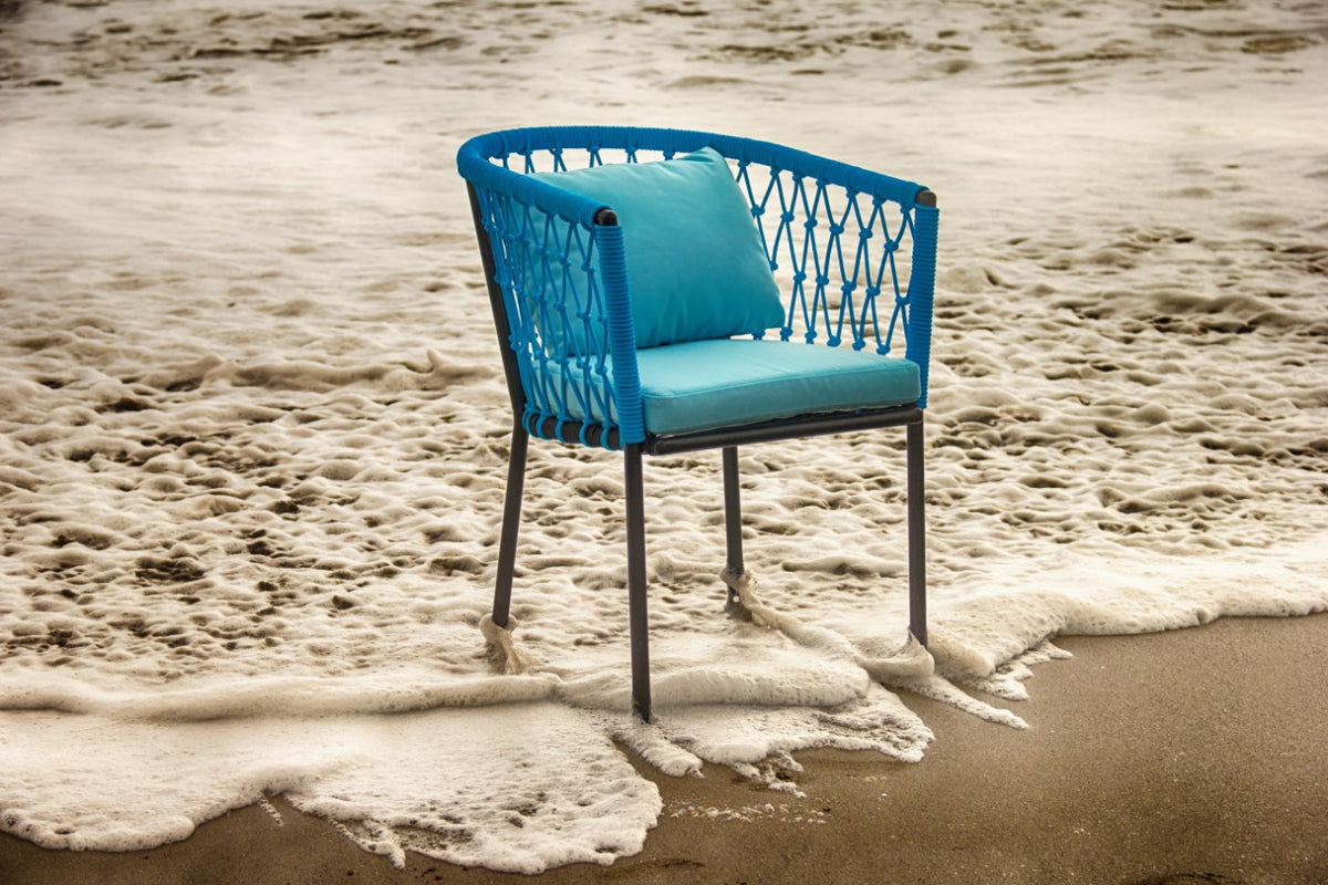 Naxos Arm Chair With Light Blue Cushion Set