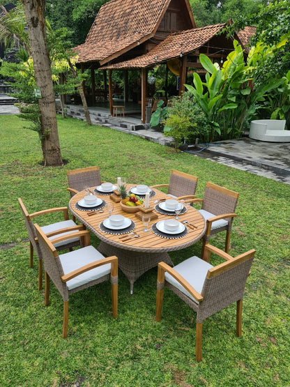 Handmade synthetic rattan armchair – the Graciano Arm, boho furniture made in Bali