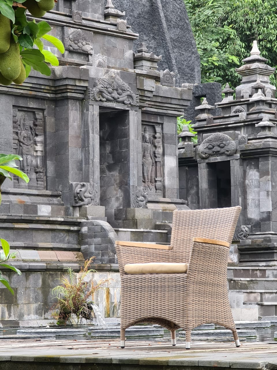 Synthetic rattan armchair – Helene Arm, natural natural materials in boho style