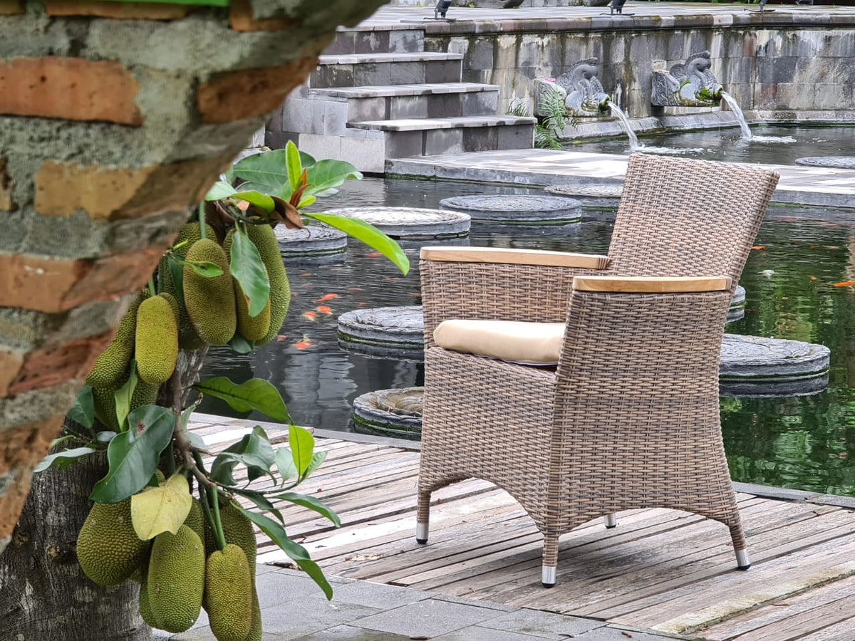 Synthetic rattan armchair Helene Arm – handmade in Bali, boho style