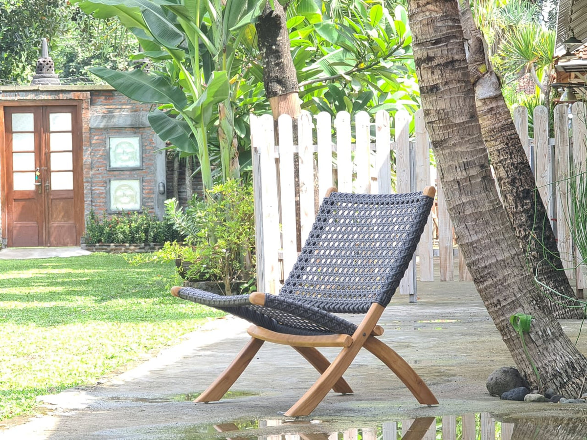 Teak folding chair Denise – handmade in Bali, boho style